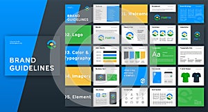 Multicolor Brand Guidelines template. Logo Guide Book. Corporate identity presentation. Logo Guideline template