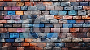 Multicolor Brick Wall Texture Background AI Generated