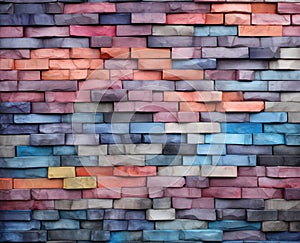 Multicolor Brick Wall Texture Background AI Generated