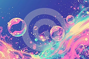 Multicolor Bubbles Floating in the Air. Generative AI
