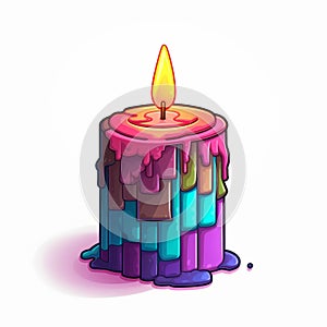 Multicolor Burning Candle Vector Art On White Background