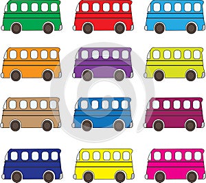 Multicolor buses background