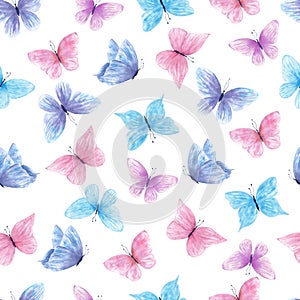 Multicolor butterflies seamless raster pattern