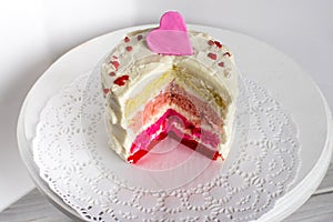 Multicolor cake for Valentine Day on white background