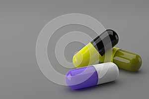 Multicolor capsule of medicine.