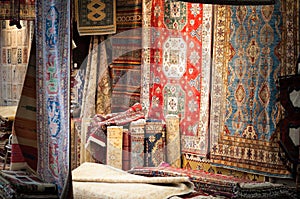 Multicolor carpets at bazaar