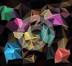 Multicolor dark geometric rumpled triangular low poly origami style gradient illustration graphic background.