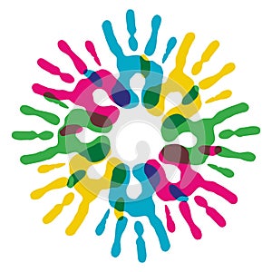 Multicolor diversity hands circle