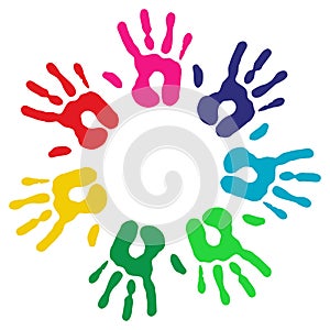 Multicolor diversity hands circle