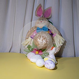 the multicolor easter rabbit hat with a eggs