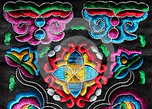 Multicolor ethnic hand embroidery pattern