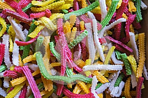 multicolor fish crackers or keropok at local market in Kuala Lumpur, Malaysia photo