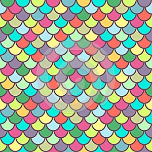 Multicolor fish scales seamless pattern, animal texture, animalistic ornament, rainbow illustration, vector background. Colorful b