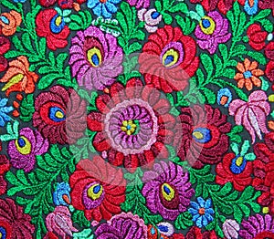 Multicolor floral hand embroidery pattern