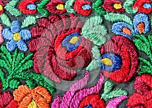 Multicolor floral hand embroidery pattern