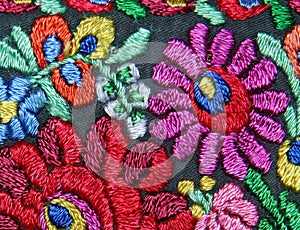 Multicolor floral hand embroidery pattern photo