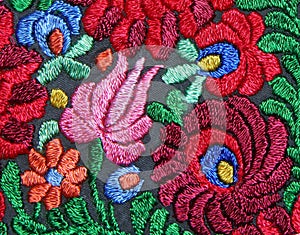 Multicolor floral hand embroidery pattern