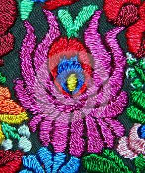 Multicolor floral hand embroidery pattern