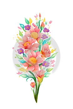 Multicolor Flowers Bokeh Stem
