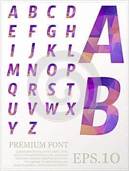 Multicolor font lowpoly style design alphabat polygonal