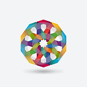 Multicolor geometric circular pattern symbol