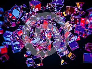 Multicolor geometric low poly backdrop. 3D