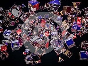 Multicolor geometric low poly backdrop. 3D