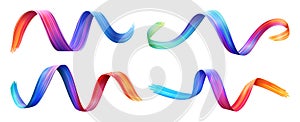 Multicolor gradient watercolor brushstroke ribbons