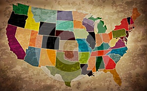 Multicolor Grunge USA Map