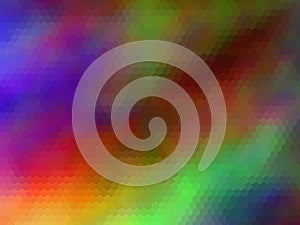 Blurred abstract background. Multicolor hexagonally pixeled abstract background.