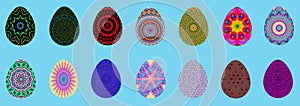 Multicolor illustration easter eggs.abstract circular pattern,mandala art design,seamless geometric wall paper,line and shadow