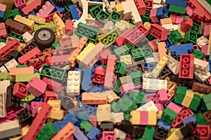 Multicolor Lego blocks and bricks, Colored toy bricks background