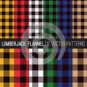 Multicolor Lumberjack Flannel Shirt Plaid Vector Patterns photo