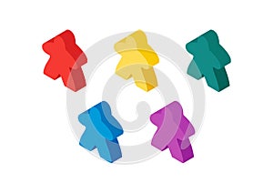 Multicolor meeple isometric vector illustration