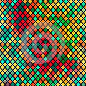 Multicolor mosaic seamless pattern with grunge effect