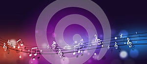 multicolor music notes banner