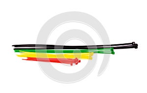 Multicolor Nylon Cable Ties on white background