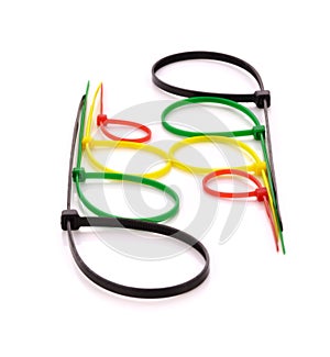 Multicolor Nylon Cable Ties on white background