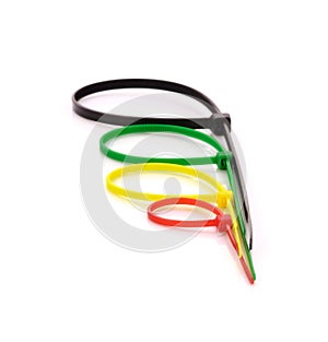 Multicolor Nylon Cable Ties on white background