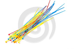 The Multicolor Nylon Cable Ties on white background. isolated