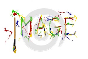 Multicolor paint painted word image