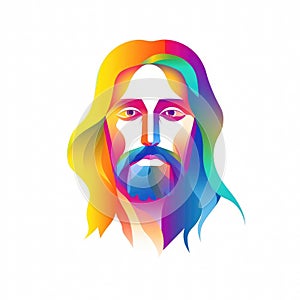 Multicolor painting front view of the silhouette of Jesus Christ The Saviour with white background Generative AI Illustration