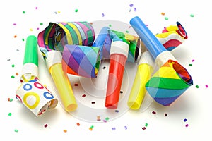 Multicolor party blowers photo