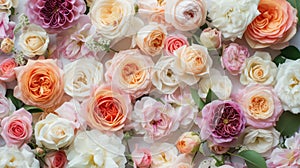 Multicolor pastel roses for bridal arrangement