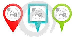 Multicolor pin vector icon, diferent type map and navigation point, home, insurance, accident, icon, vector, insurable, fuse, pin