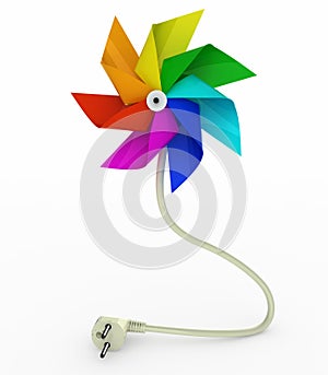 Multicolor pinwheel on energy plug cable