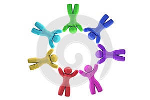 Multicolor Plasticine human figures in a circle