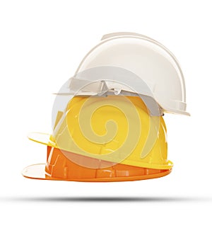 Multicolor safety, construction protection helmet isolated white