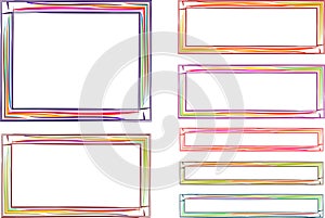 multicolor sketch square and rectangular frames set vector