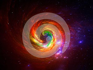 Multicolor space background - bright spiral galaxy - abstract illustration